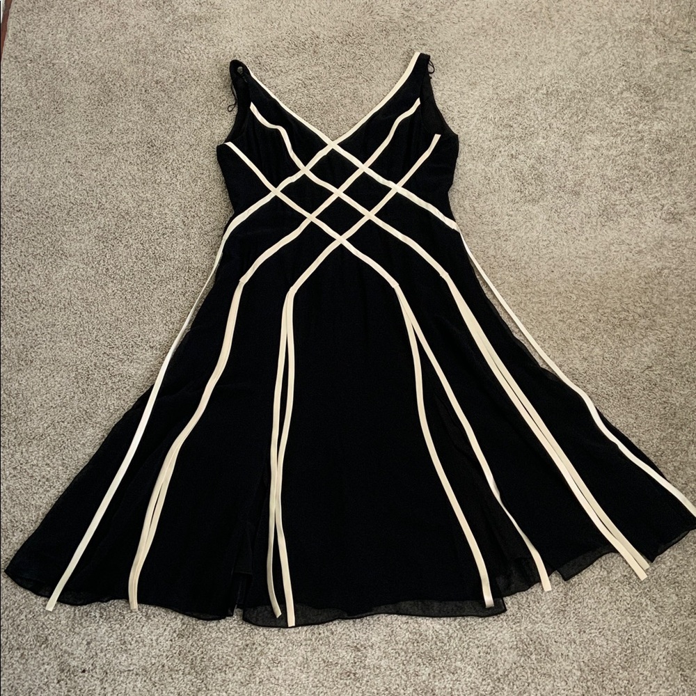 Adrianna Papell Black Silk Ribbon Dress size 12